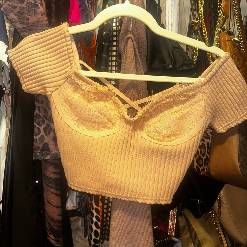 Fashion Nova Tan Ribbed Top
